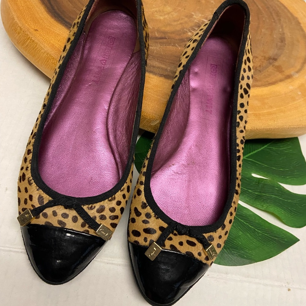 COACH Poppy KUDOS Leopard Dyed Pony Hair Ballet Flats - Picture 3 of 9